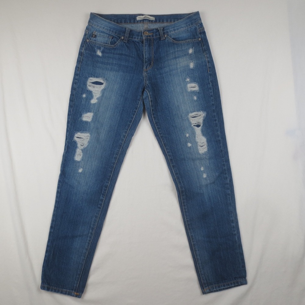 Kancan Jeans Womens 5 / 26 Blue Mid Rise Ankle Skinny Distressed Cotton Denim
